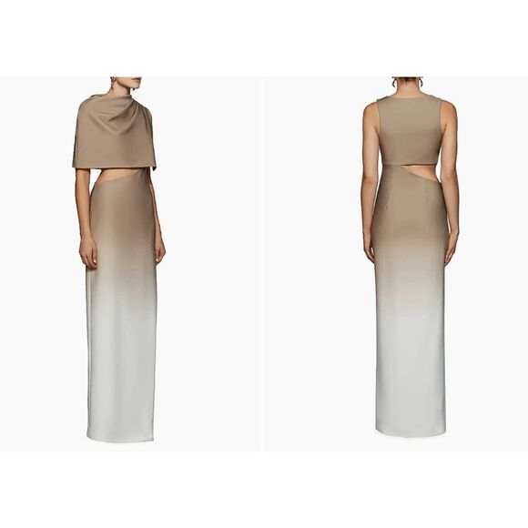 Et Ochs Helens Ombré One-Shoulder Dress In Taupe Ivory US 4 $498 - Picture 1 of 11